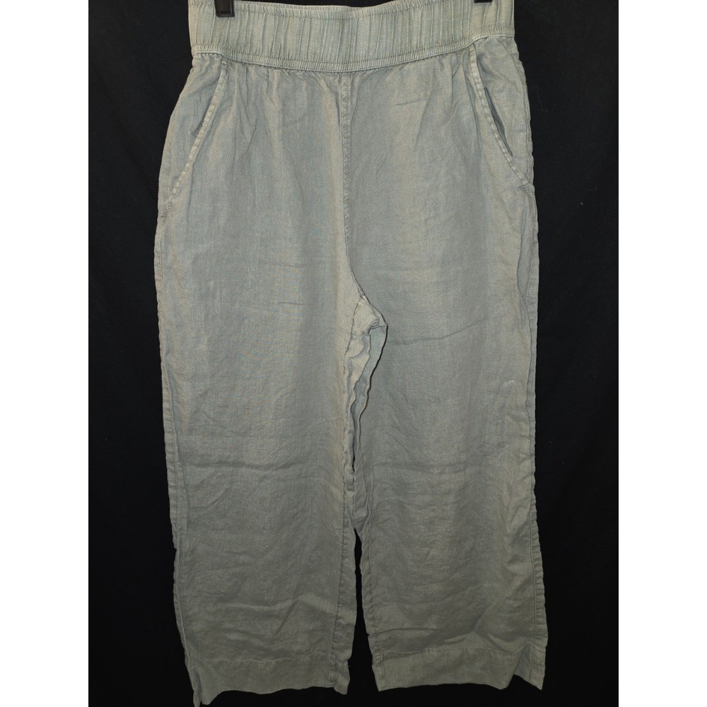 Tahari Women's Green 100% Linen Relaxed‎ Fit Pants Size S